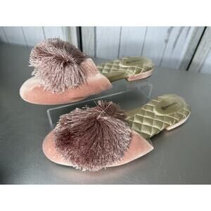 Birdies Songbird Pom Pom Blush Coquette Pink Slides Ballet Flats Mules Size 7.5